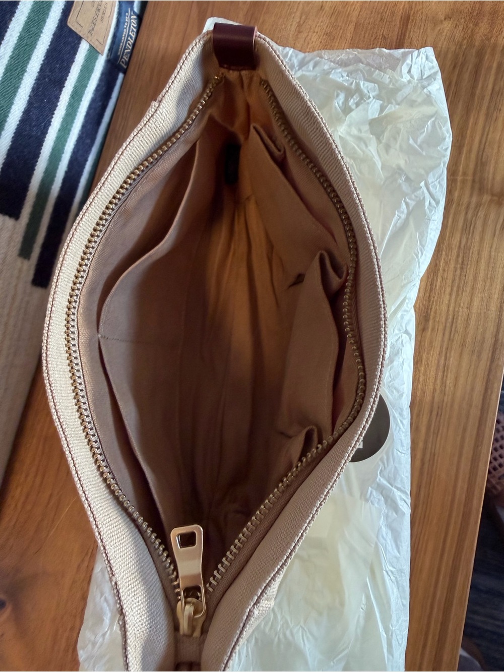 Portland Leather: Canvas Purse Organizer Small w/ Zipper - Sesame BNNU - Picture 3 of 6